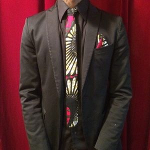 Men’s Wax Print Necktie & Pocket Square Set